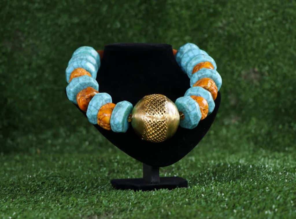 Brown Blue Stone Necklace