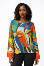 Women’s Abstract Face Print Top