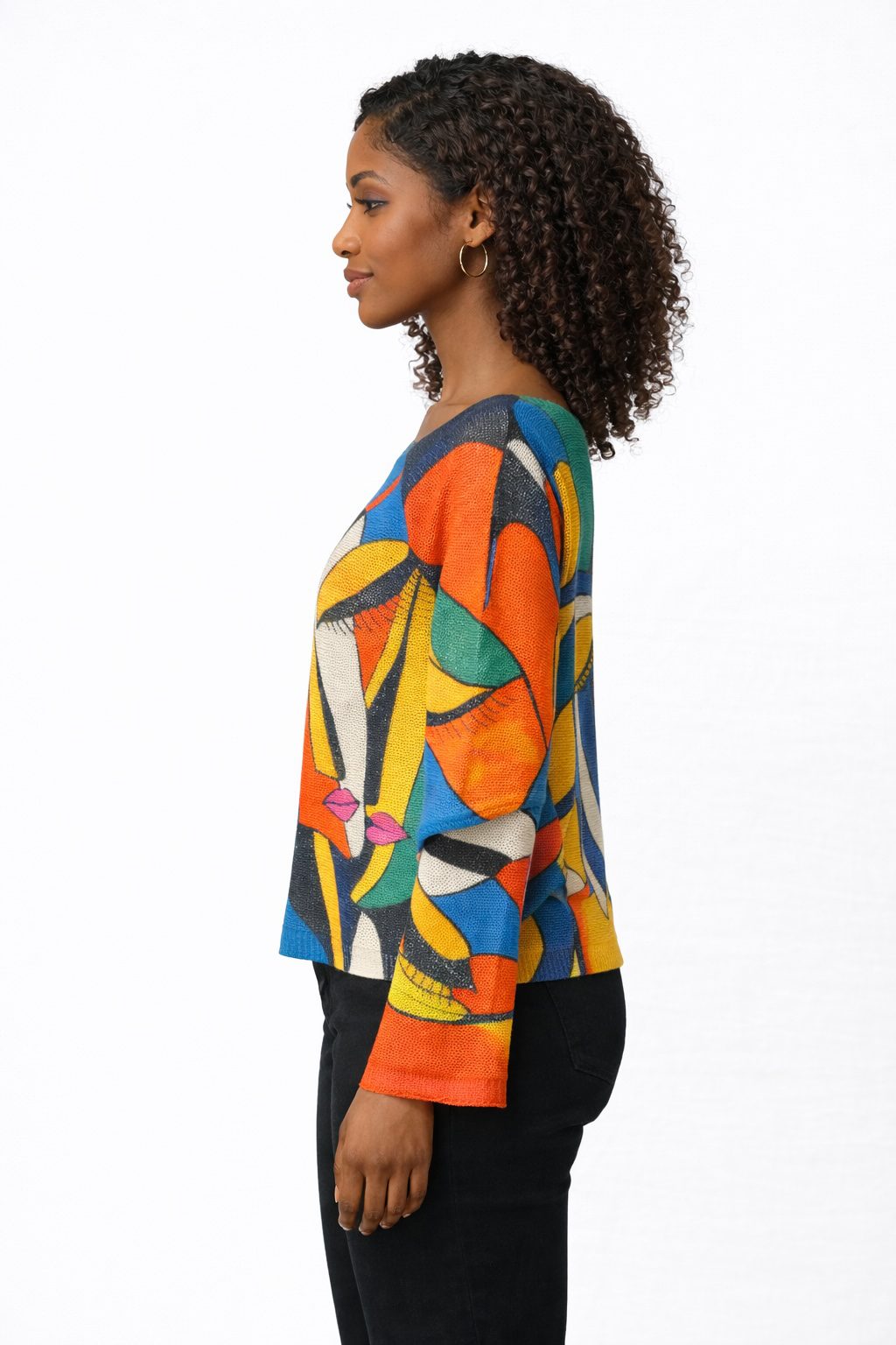 Women’s Abstract Face Print Top