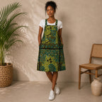 Women’s African Print Pinafore Midi Dress – Green & Blue Ankara