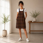 Women’s African Print Pinafore Midi Dress – Yellow & Navy Check Print