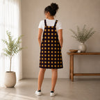 Women’s African Print Pinafore Midi Dress – Yellow & Navy Check Print