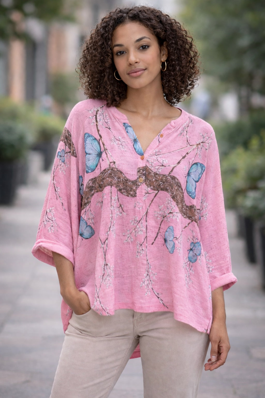Butterfly Relaxed Tunic Blouse
