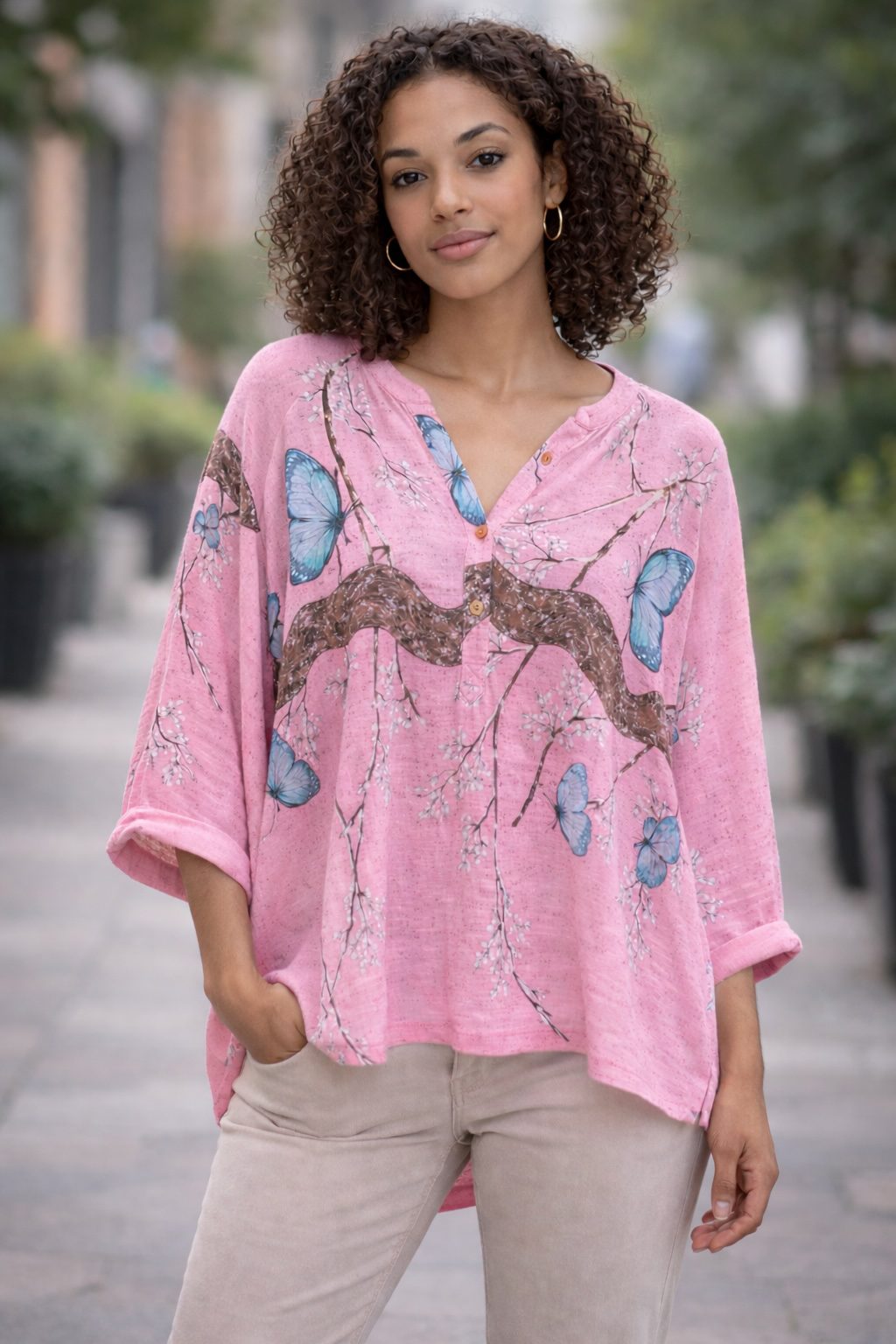 Butterfly Relaxed Tunic Blouse
