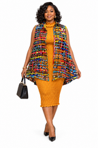 Falomo Colourful Woven Asymmetrical Collared Kimono