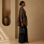 Women’s Reversible African Print Poncho Top – Brown Print & Burnt Orange