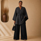 Women’s Reversible Poncho Top – Black & Grey Stripe