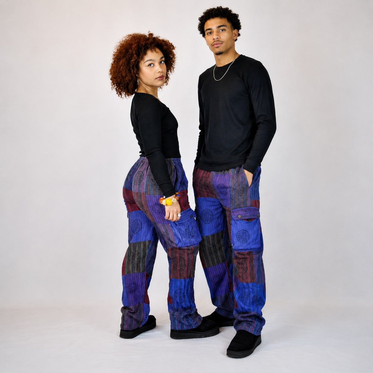 Unisex African Patchwork Cargo Trousers – Boho Festival Pants