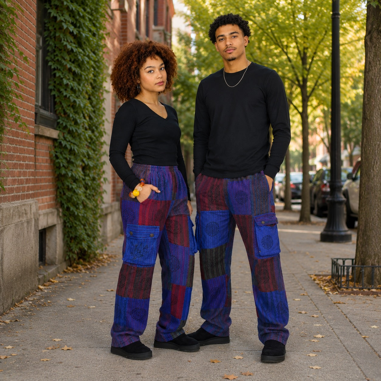 Unisex African Patchwork Cargo Trousers – Boho Festival Pants