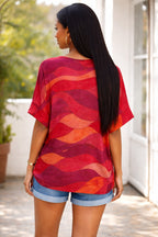 Women’s Abstract Wave Print Cotton Top