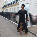Hasina Black and Gold Embroidery Mermaid Dress