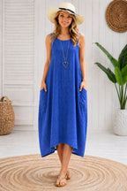 Women’s Stripy Cotton Sleeveless Dress – One Size Up to UK 18