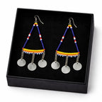 Handmade African Beaded Triangle Drop Earrings