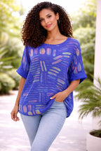 Women’s Colour Stick Print Cotton Relaxed Top