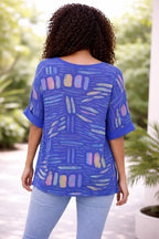 Women’s Colour Stick Print Cotton Relaxed Top