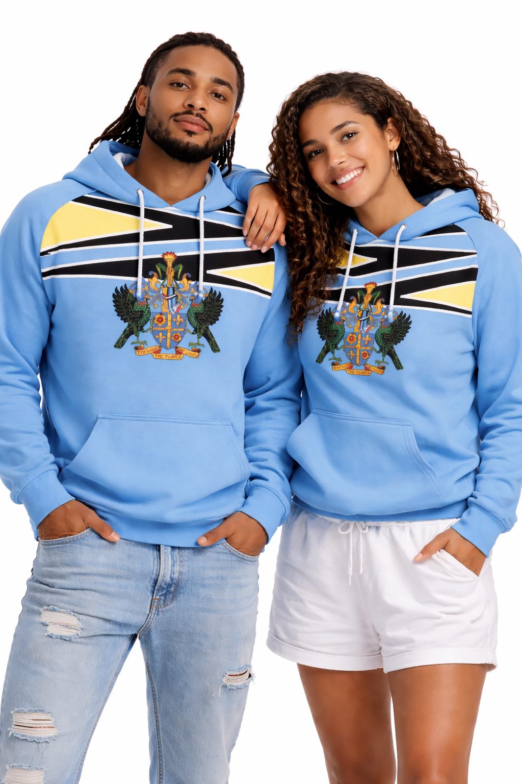 Saint Lucia Flag Embroidery Hoodie