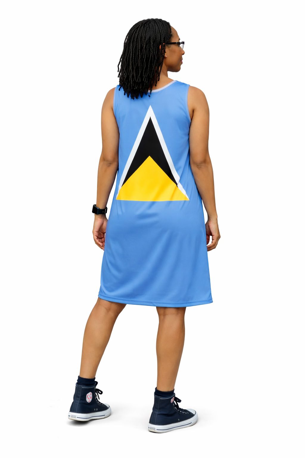 Saint Lucia Flag Dress | Sleeveless Bodycon Shift Dress