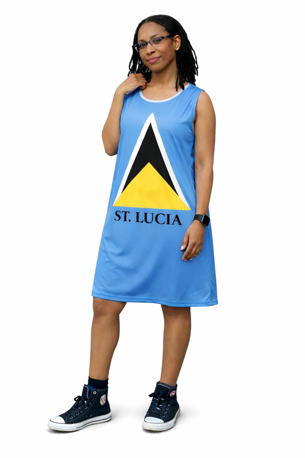 Saint Lucia Flag Dress | Sleeveless Bodycon Shift Dress