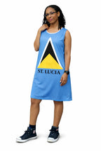 Saint Lucia Flag Dress | Sleeveless Bodycon Shift Dress