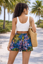 Women’s African Print Shorts – Green and Black High Waist Summer Shorts for Ladies