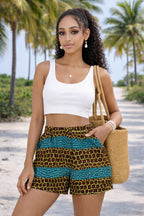 Women’s African Print High Waist Shorts with Pockets – Multicolour Summer Ankara Shorts