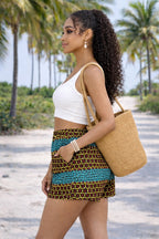 Women’s African Print High Waist Shorts with Pockets – Multicolour Summer Ankara Shorts