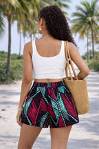 Women’s African Print Elastic Waist Shorts with Pockets – Ankara Summer Casual Shorts