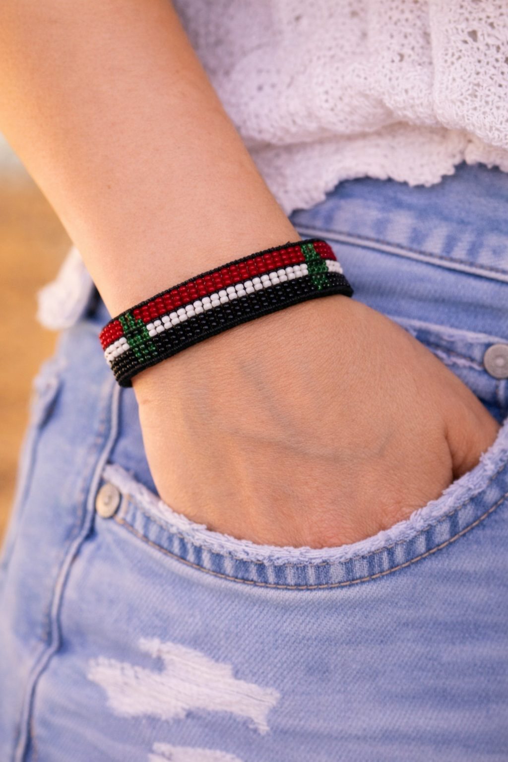 Country Beaded Bracelet – Handmade Cultural Beads Wristband