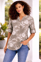 Women’s Floral One Button Cotton Shirt Blouse