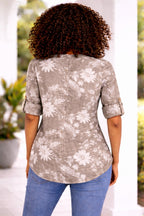 Women’s Floral One Button Cotton Shirt Blouse