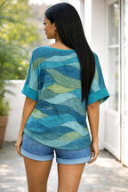 Women’s Abstract Wave Print Cotton Top