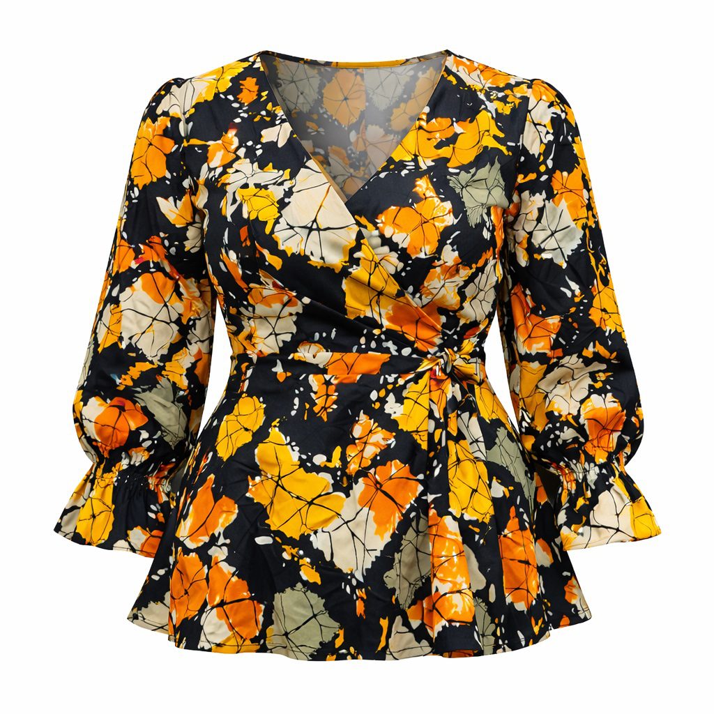 African Print Wrap Top for Women