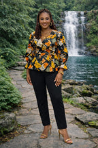 African Print Wrap Top for Women
