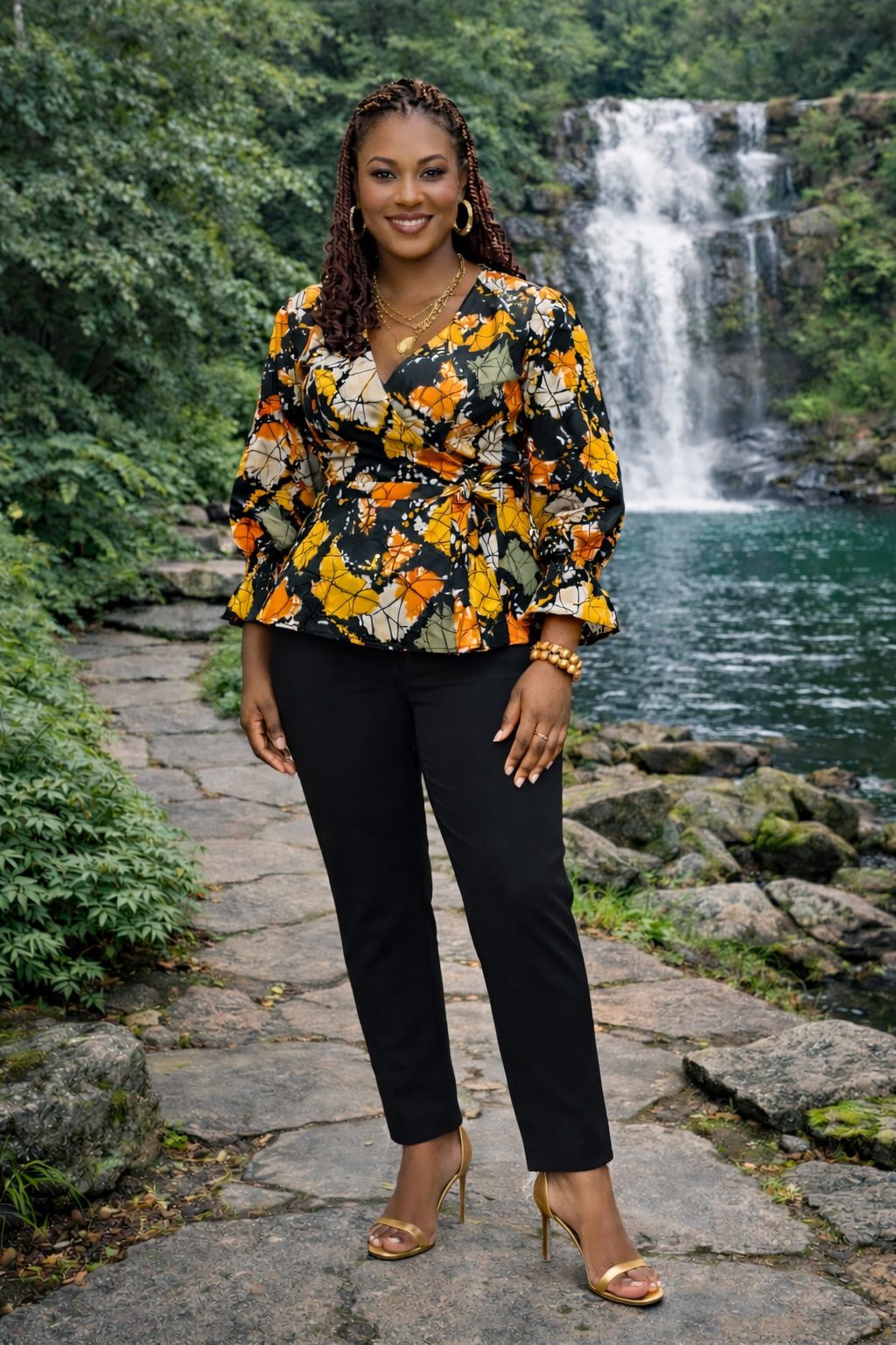 African Print Wrap Top for Women