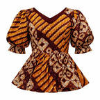 Peplum Blouse with Puff Sleeves