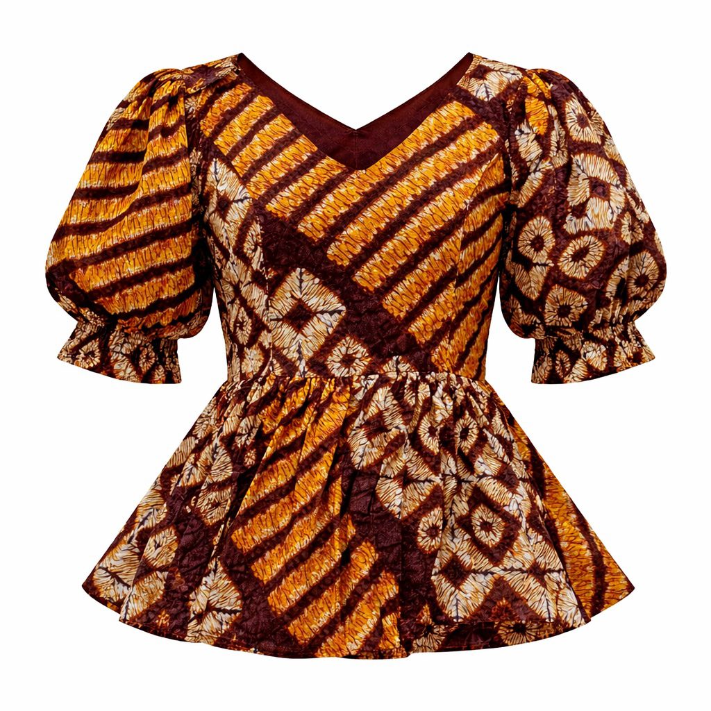 Peplum Blouse with Puff Sleeves