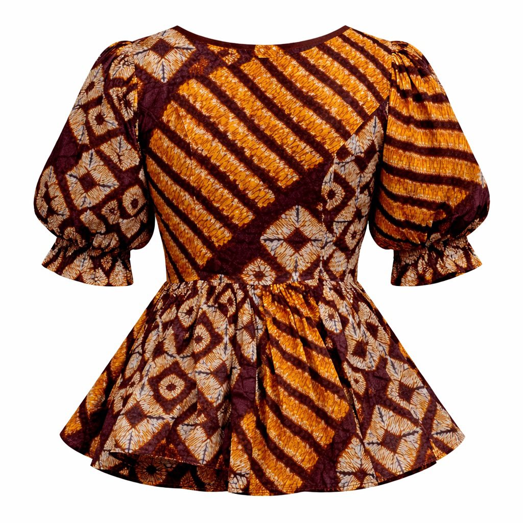 Peplum Blouse with Puff Sleeves