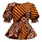Peplum Blouse with Puff Sleeves