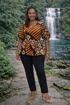 Peplum Blouse with Puff Sleeves