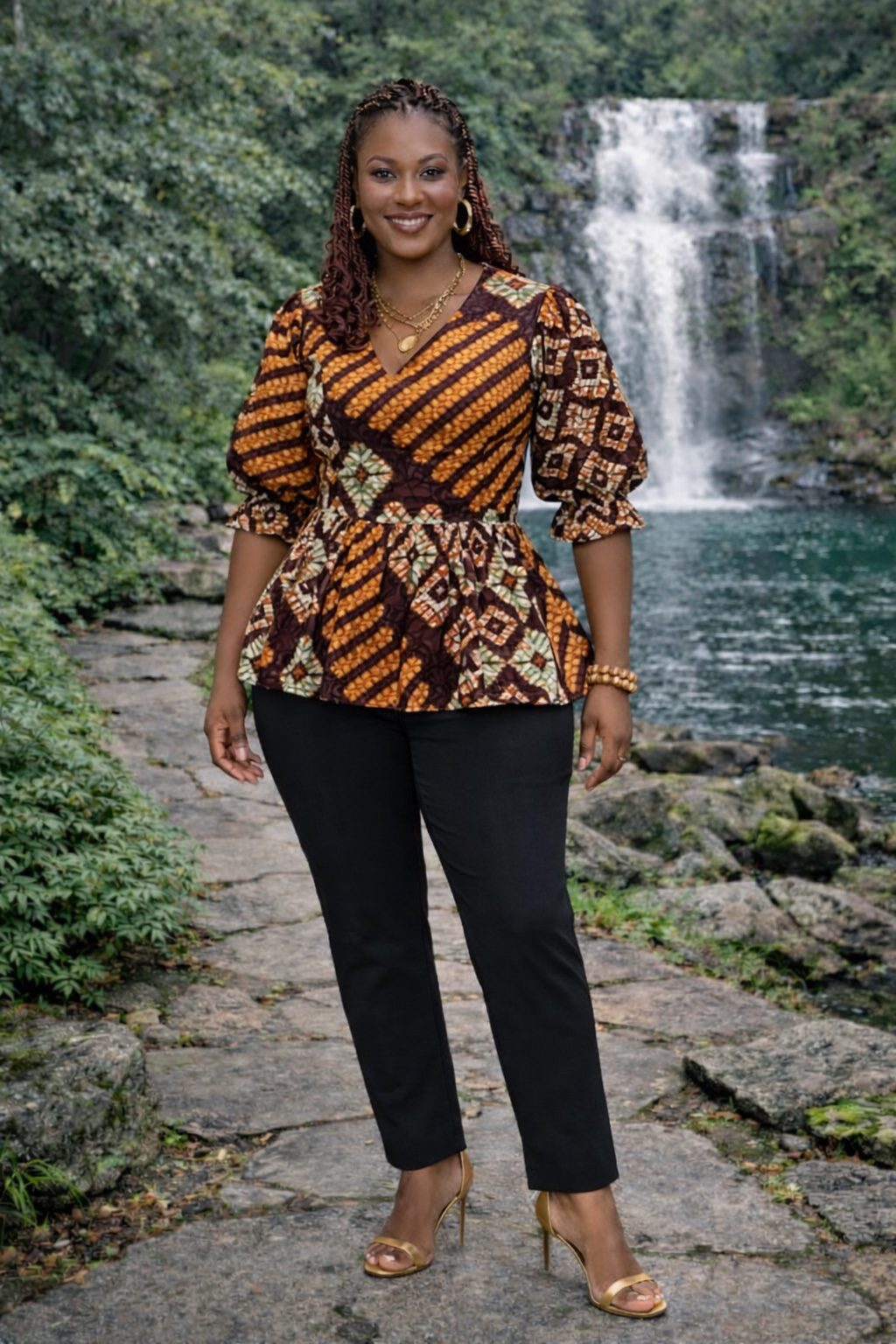 Peplum Blouse with Puff Sleeves