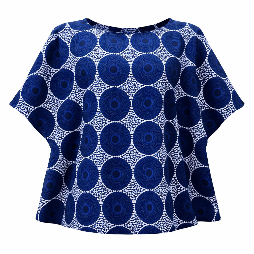Blue Circular Print Relaxed Fit Blouse