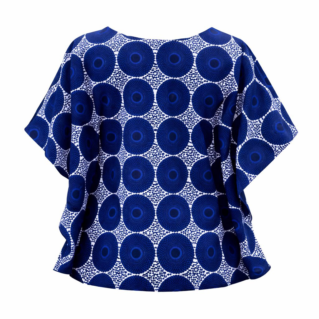 Blue Circular Print Relaxed Fit Blouse