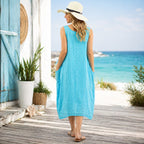 Women’s Stripy Cotton Sleeveless Dress – One Size Up to UK 18