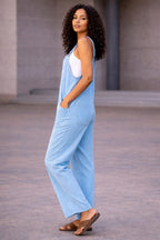 Women’s Stripy Cotton Dungarees Jumpsuit with Pockets