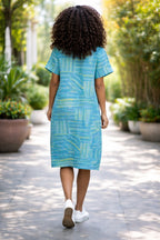 Women’s Colour Sticks Cotton Short Sleeve Dress