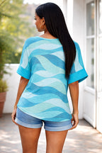 Women’s Abstract Wave Print Cotton Top