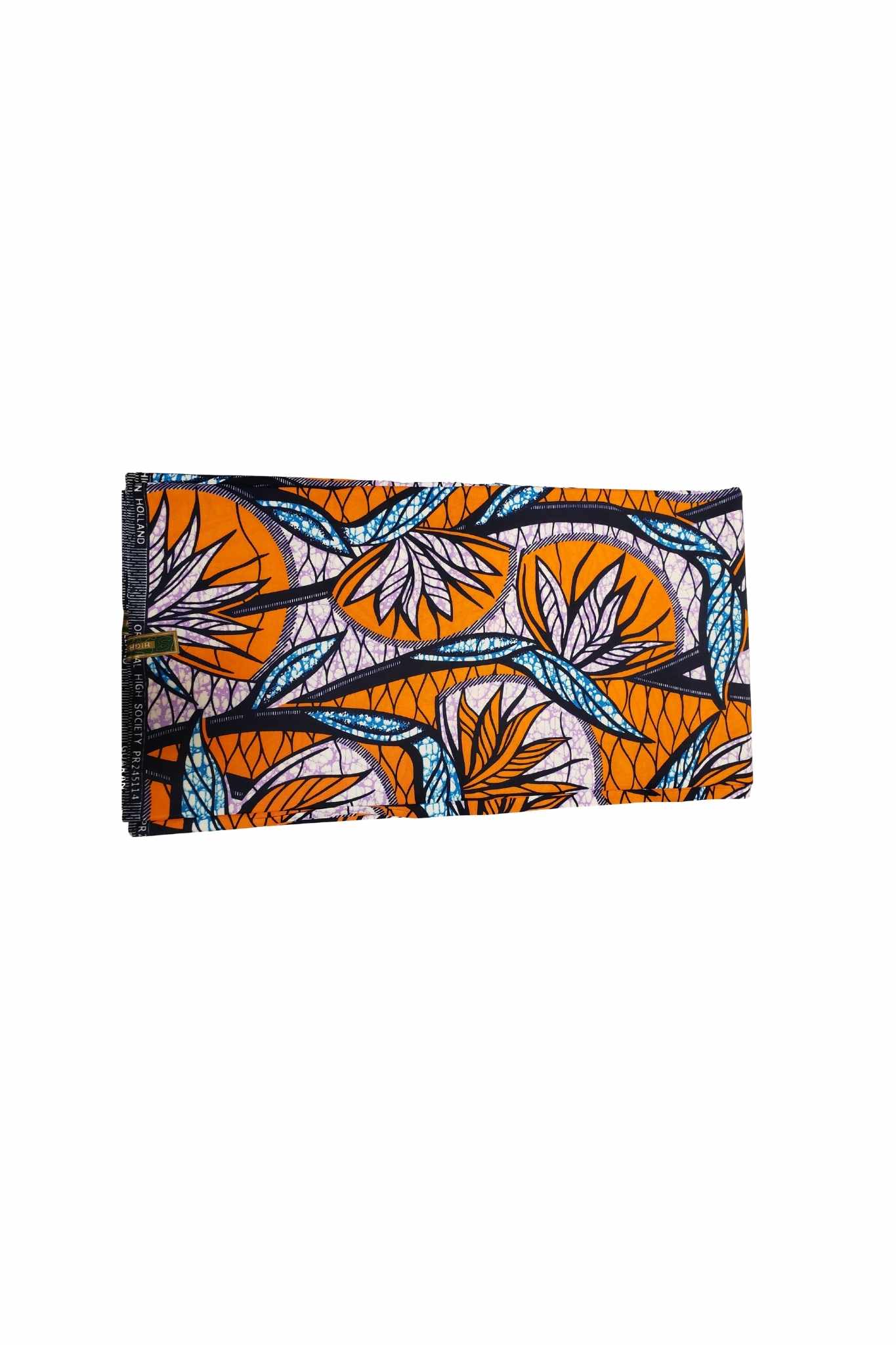 African Print Fabric- Orange & Blue Ankara Wax Cloth