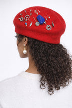 Handmade Reworked Beaded Wool Beret