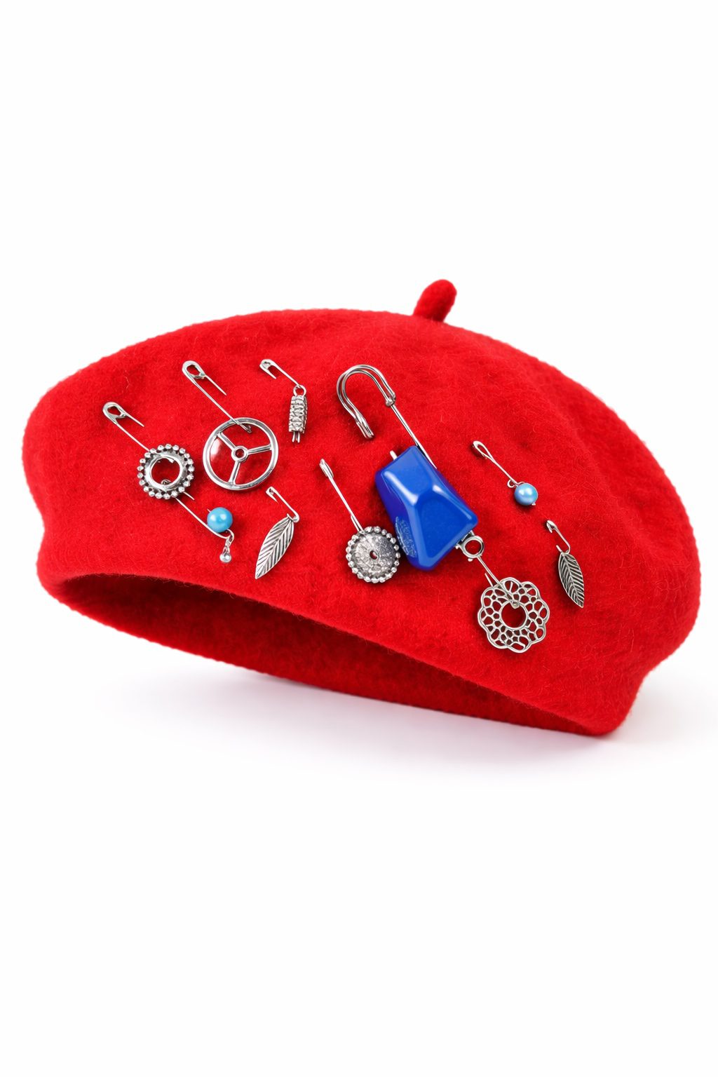 Handmade Reworked Beaded Wool Beret