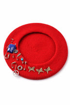 Handmade Reworked Beaded Wool Beret